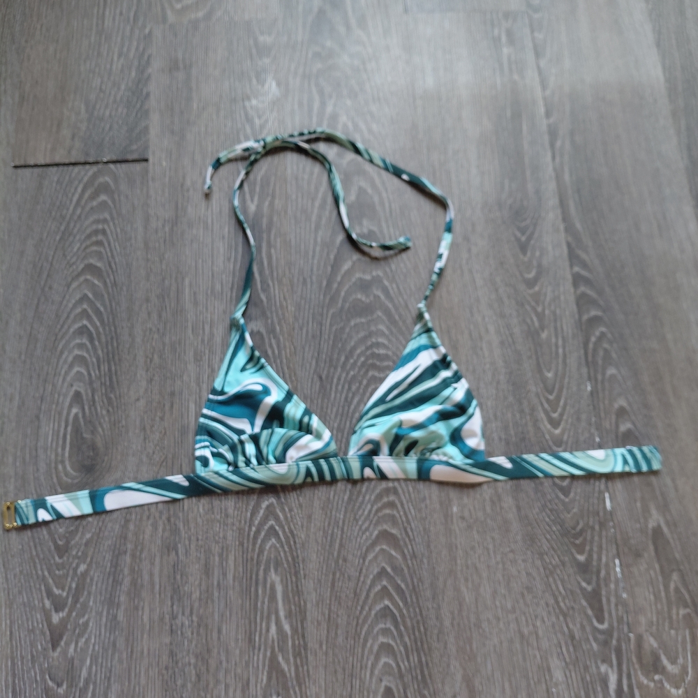 Green Wave Triangle Bikini Top
